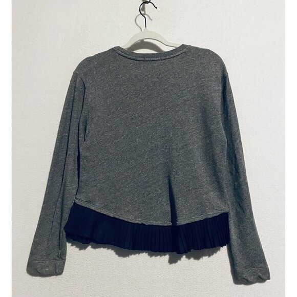 J Crew Sweater Womens Medium Gray Sweatshirt Accordion Pleat Hem Cropped Boho - Picture 5 of 10